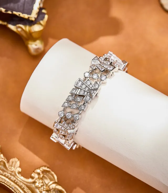 Tiffany & Co. Art Deco Geometric Red and Diamond Bracelet