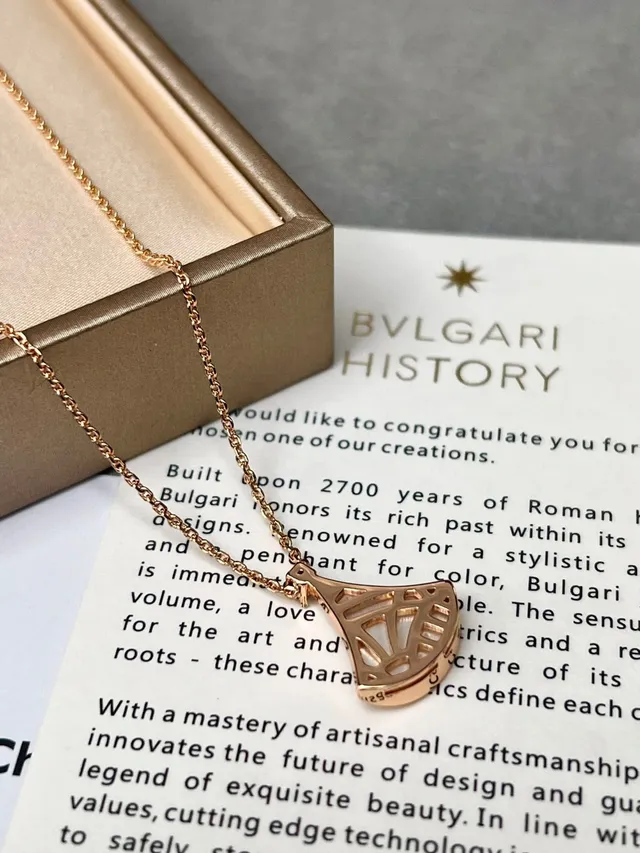 Bvlgari Divas’ Dream Fan-Shaped Enamel and Mother-of-Pearl Pendant Necklaces