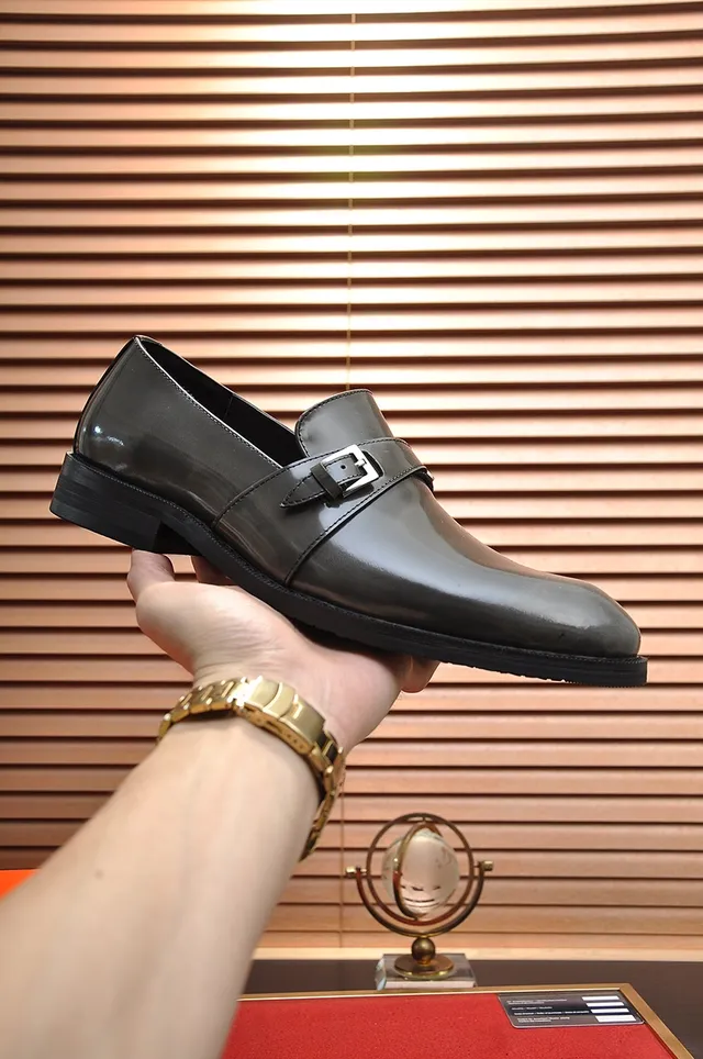 Hermès Double Monk Strap Patent Leather Gray Men's Monk Shoes