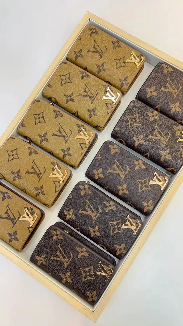 Louis Vuitton Black Gold Monogrammed Coated Canvas LV Logo Plaque Card Holder