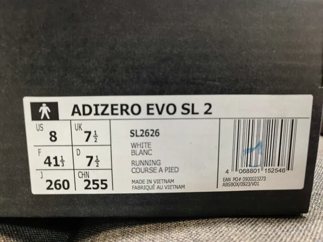 Adidas Adizero Evo SL 2 White Black Red Running Shoes