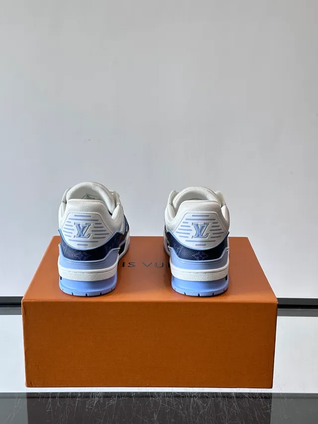 Louis Vuitton White Navy Layered Monogrammed Upper Visible Air-Cushioning Unit Lifestyle Sneakers