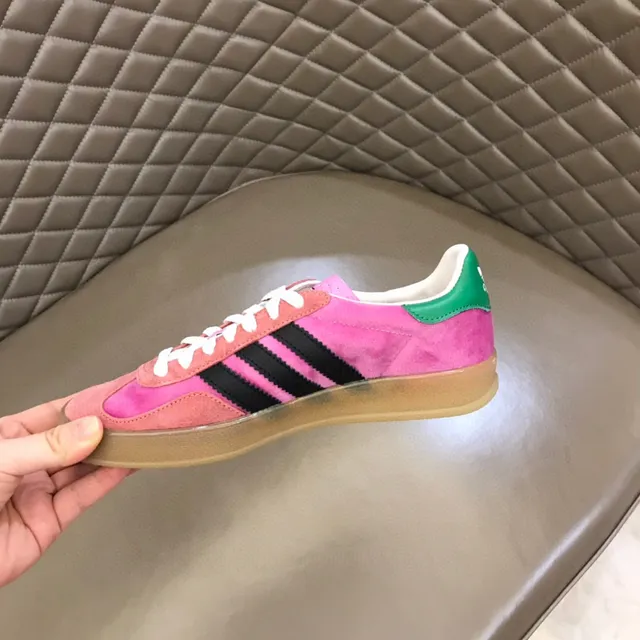 Adidas Pink Black Suede Upper Three-Stripe Side Panel Lifestyle Sneakers