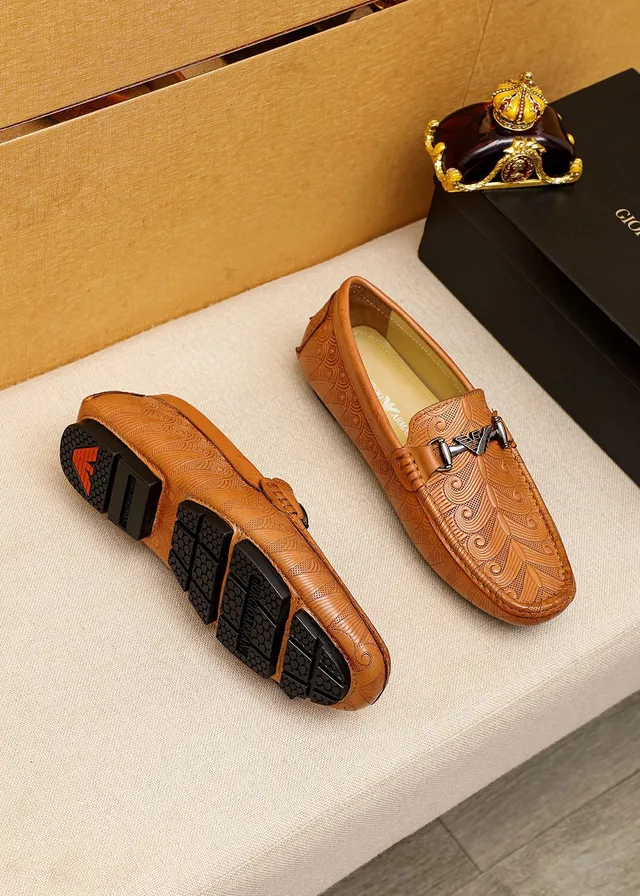 Giorgio Armani Embossed Leather Horsebit Loafers