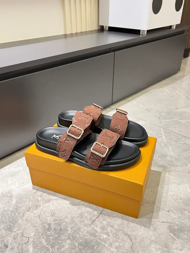 Louis Vuitton Slide Monogram Double-Strap Casual Sandals
