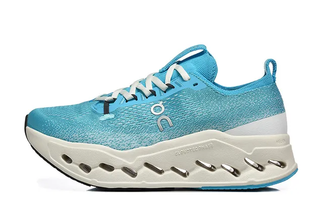 On Blue White Engineered Knit Upper CloudTec Phase Midsole Running Shoes