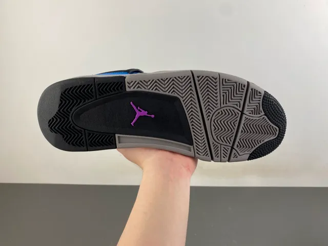 Air Jordan 4 Bright Blue Black Gray Basketball Shoes