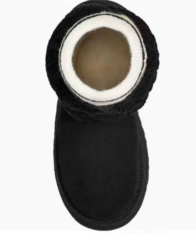 UGG Classic Black Yellow Platform Sole Ruched Knit Leg Warmer Knee Boots