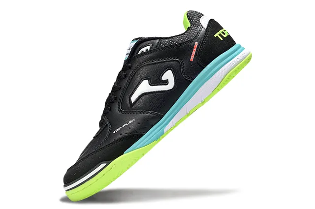 Joma Top-Flex Black Neon Green Turquoise Indoor Soccer Shoes
