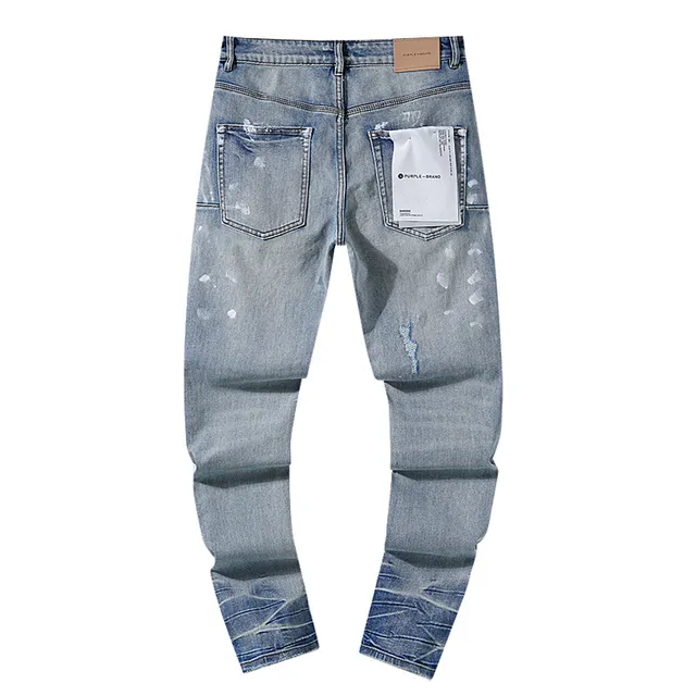 Purple Brand Light-Wash Paint-Splatter Distressed Jeans