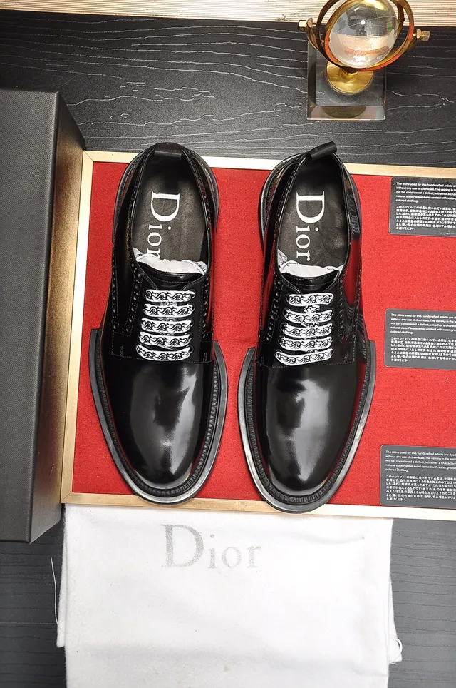 Dior Black Patent And Smooth Leather Ornate Metal Eyelets Brogue