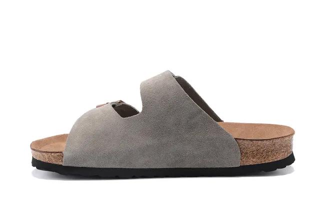 Birkenstock Arizona Gray Suede Two-Strap Casual Sandals