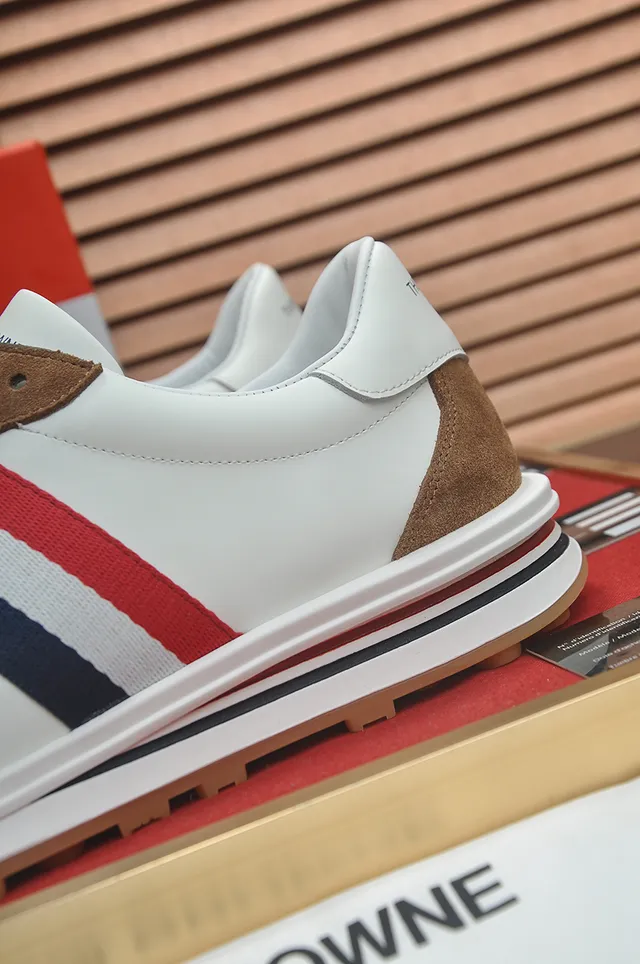 Thom Browne Classic Stripe Sneaker White Brown Red Blue Lifestyle Sneakers