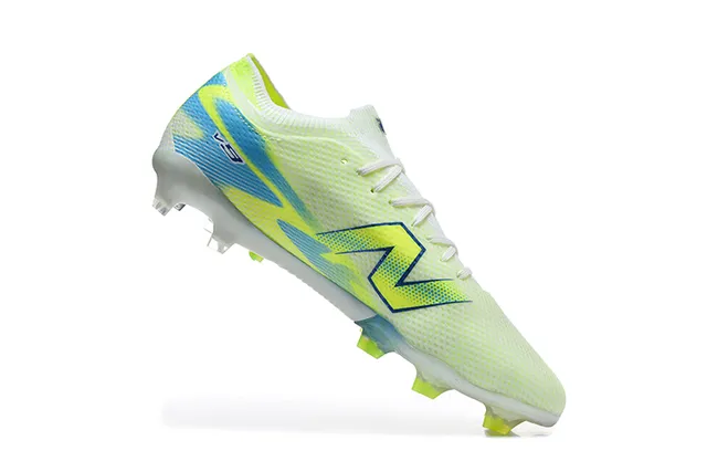 New Balance Furon Yellow Blue Knit Upper Translucent Sole Firm-Ground Soccer Shoes