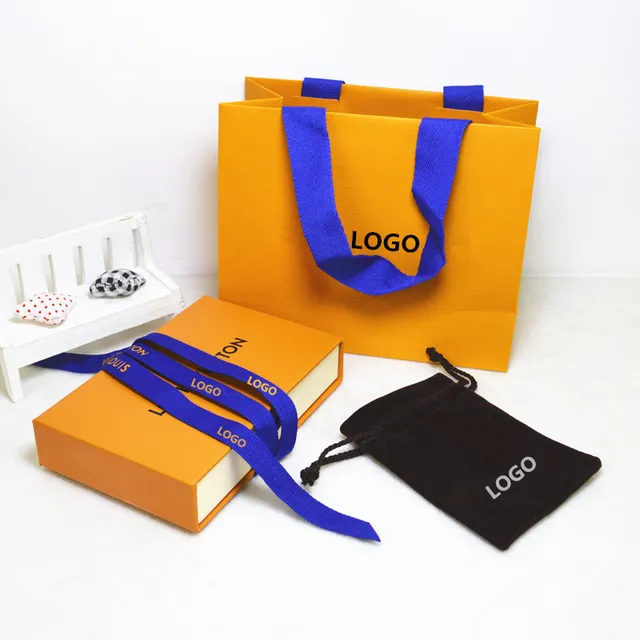 Louis Vuitton Orange Beige Structured Paper Satin Ribbon Handles Tote Bag