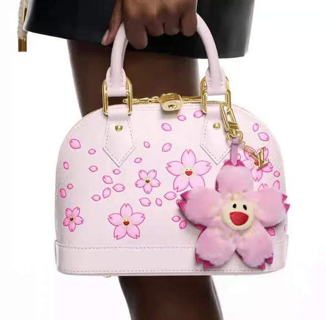 Louis Vuitton Monogram Flower Pink Yellow Plush Floral Embroidered Face Saddle Bag