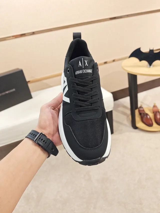 Armani Exchange Black and White AX Logo Lifestyle Sneakers