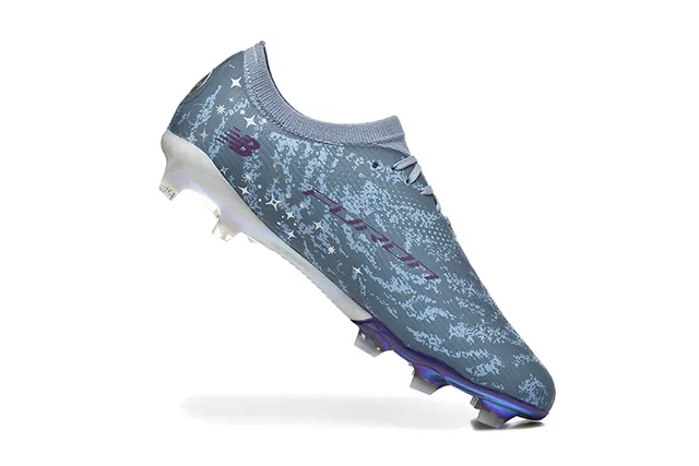 New Balance Gray Purple Low-Cut Knit Upper Asymmetric Lacing Firm-Ground Soccer Shoes