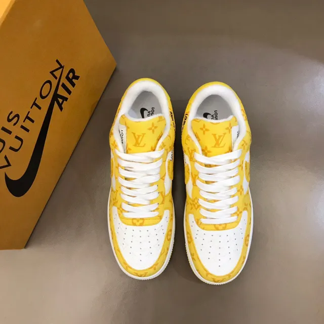Nike Air Force 1 Yellow Monogram Print Lifestyle Sneakers