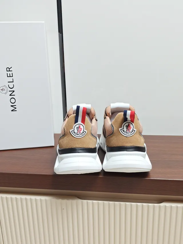 Moncler Lifestyle Sneaker Beige Mesh and Suede Low-Top Sneaker