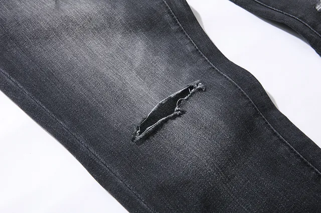 Purple Brand Distressed Slim-Fit Faded Black Jeans