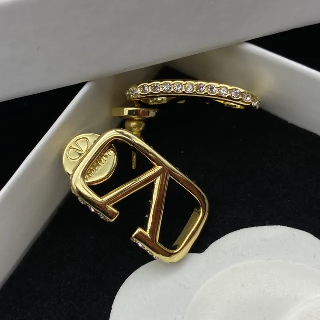 Valentino VLogo Pavé Crystal Gold-Tone Clip-On Earrings