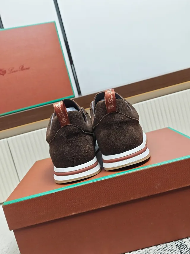 Loro Piana Brown Suede Low-Top Sneaker