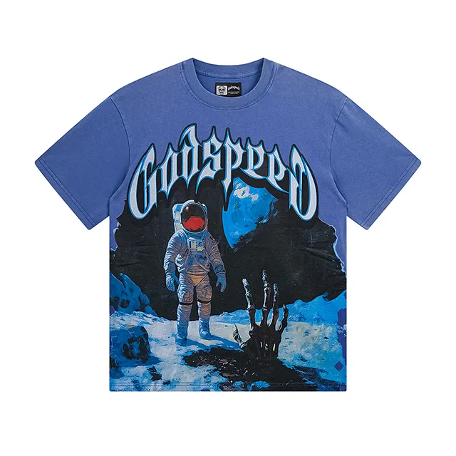 Godspeed Astronaut Graphic Print Blue T-Shirt
