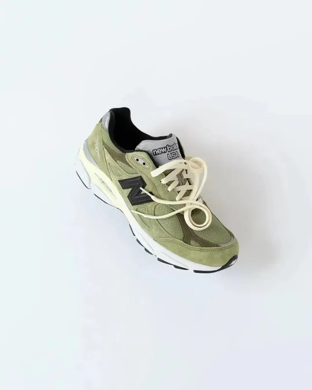 New Balance 990 Olive Green Suede and Mesh Lifestyle Sneakers