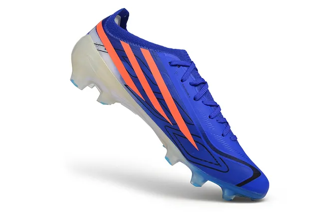 Adidas Blue Orange Low-Cut Synthetic Upper Dynamic Stripe Overlay Firm-Ground Soccer Shoes