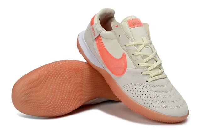 Nike Beige Orange Low-Top Suede Upper Indoor Soccer Shoes