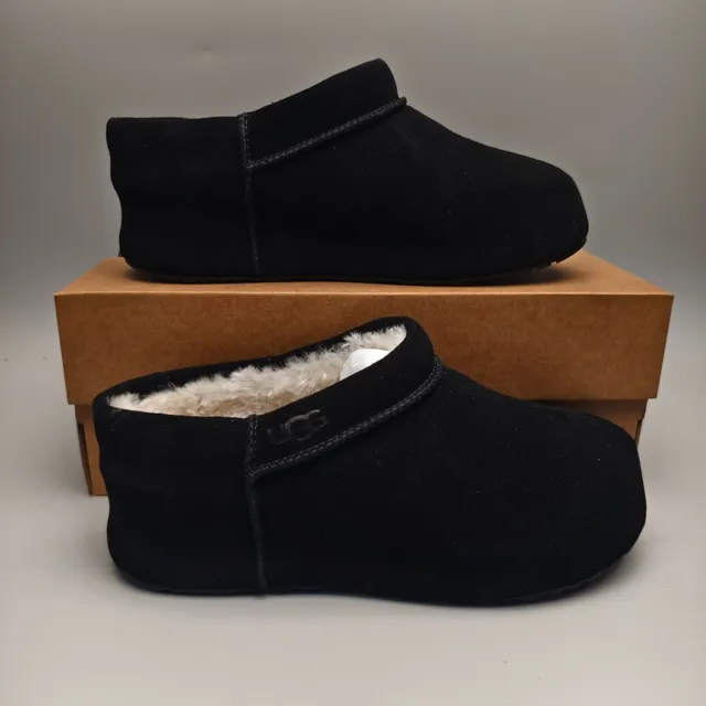 UGG Black White Suede Upper Shearling-Lined Casual Shoes