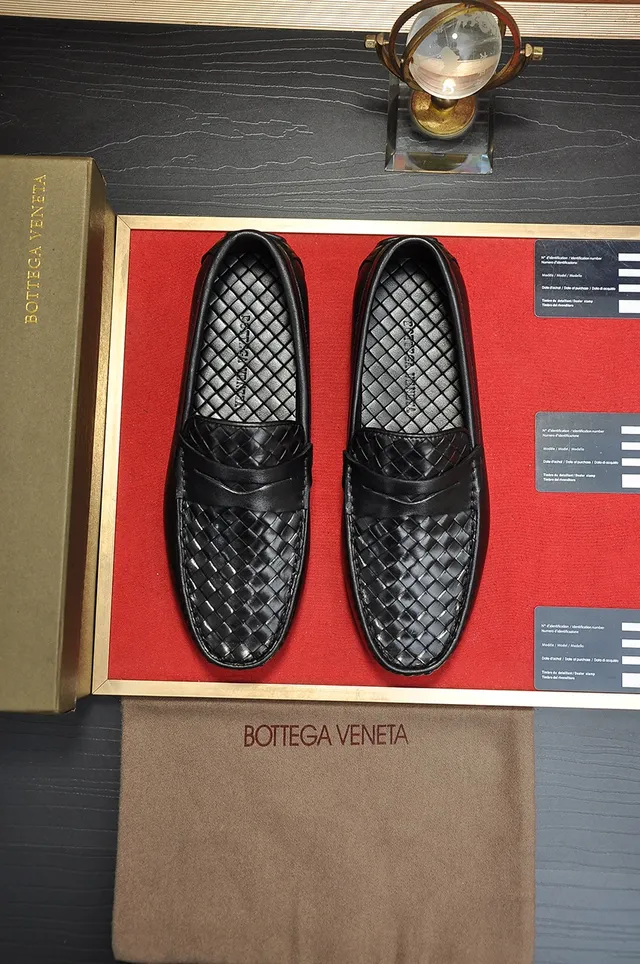 Bottega Veneta Black Intrecciato Woven Vamp Penny Strap Loafer