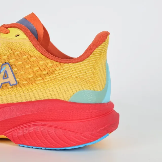 Hoka Yellow Red Knit Upper Gradient Midsole Running Shoes