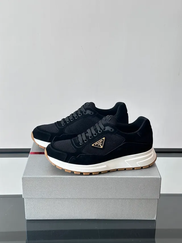 Prada Cloudbust Black Suede and Mesh Chunky Sneakers