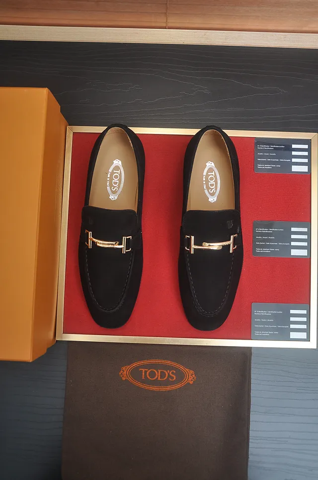 Tod's Double T Loafer Black Suede Gold Buckle Loafers