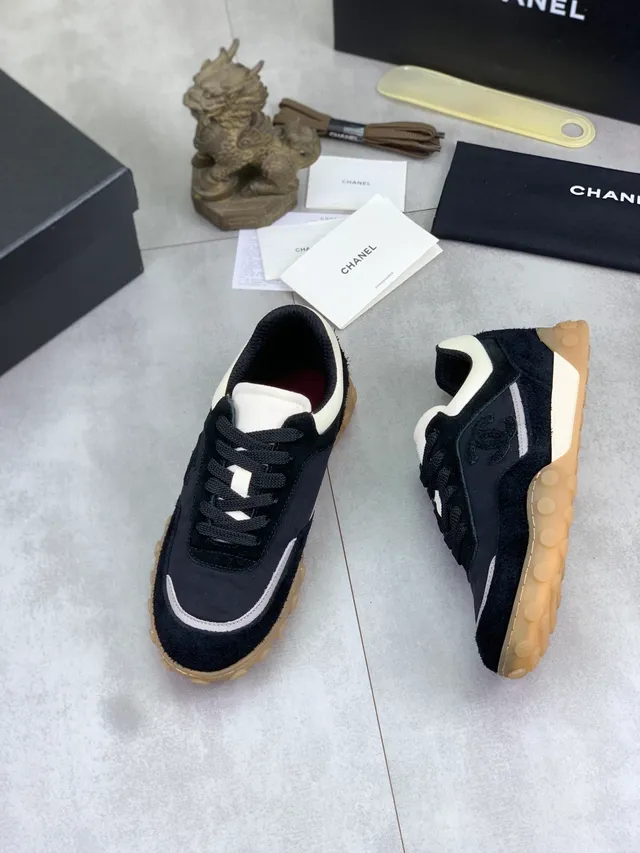 Chanel Runner Black and White Suede Lifestyle Sneakers