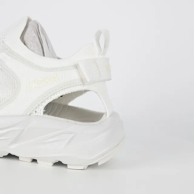 Hoka White Chunky Sculpted Sole Open Heel Strap Lifestyle Sneakers