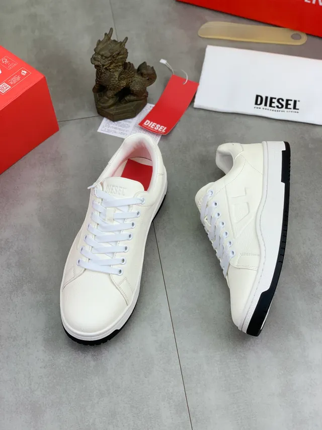 Diesel Off-White Embossed Leather Lifestyle Sneaker