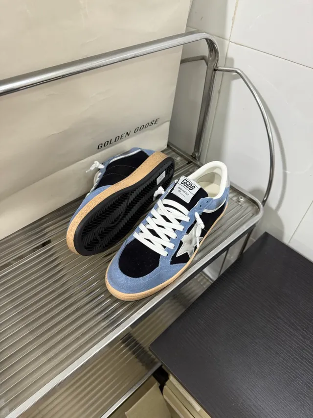 Golden Goose Ball Star Light Blue and Black Suede Lifestyle Sneakers