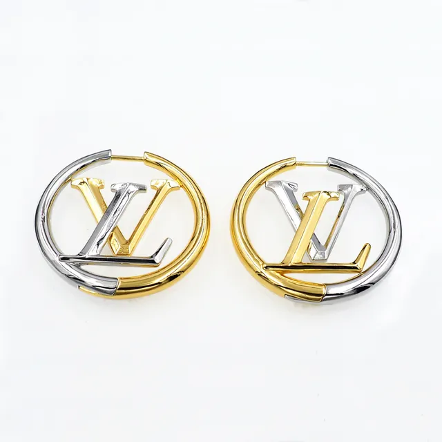 Louis Vuitton LV Circle Hoop Two-Tone Gold Silver Earrings