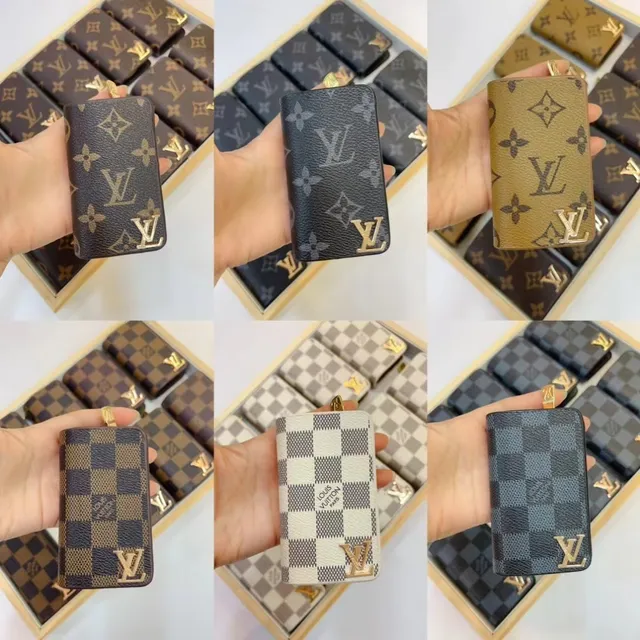 Louis Vuitton Black Gold Monogrammed Coated Canvas LV Logo Plaque Card Holder