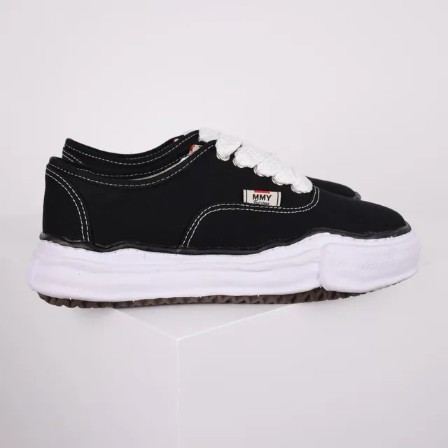 MMY Black White Canvas Upper Thick Wavy Midsole Sneakers