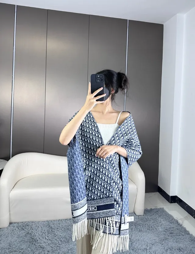 Dior Rey-KlaviK Noir Oblique Cashmere Scarf