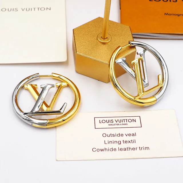 Louis Vuitton LV Circle Hoop Two-Tone Gold Silver Earrings