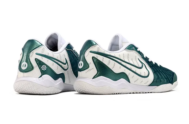 Nike White Green Quilted Toe Cap Perforated Mesh Upper Indoor Soccer Shoes