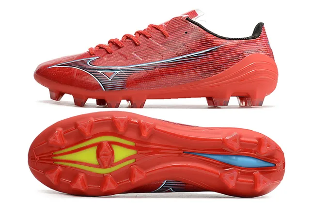 Mizuno Red Silver Low-Cut Synthetic Upper Conical Studs Firm-Ground Soccer Shoes