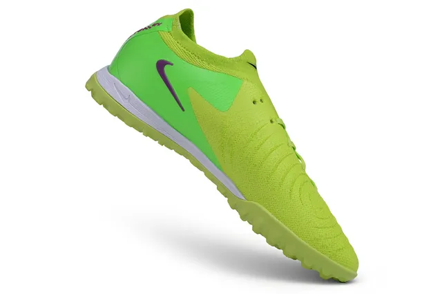 Nike Green Purple Low-Cut Knit Collar Synthetic Forefoot Cage Artificial-Grass Soccer Shoes