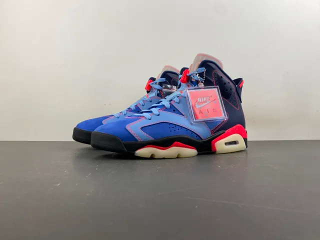 Air Jordan 6 Blue and Red High-Top Basketball Shoes
