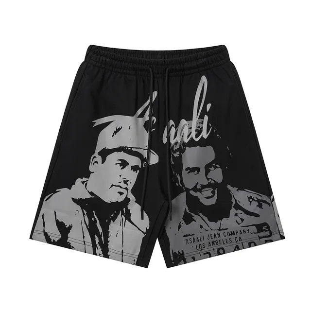 ASAALI JEAN COMPANY Graphic-Print Elastic-Waist Shorts